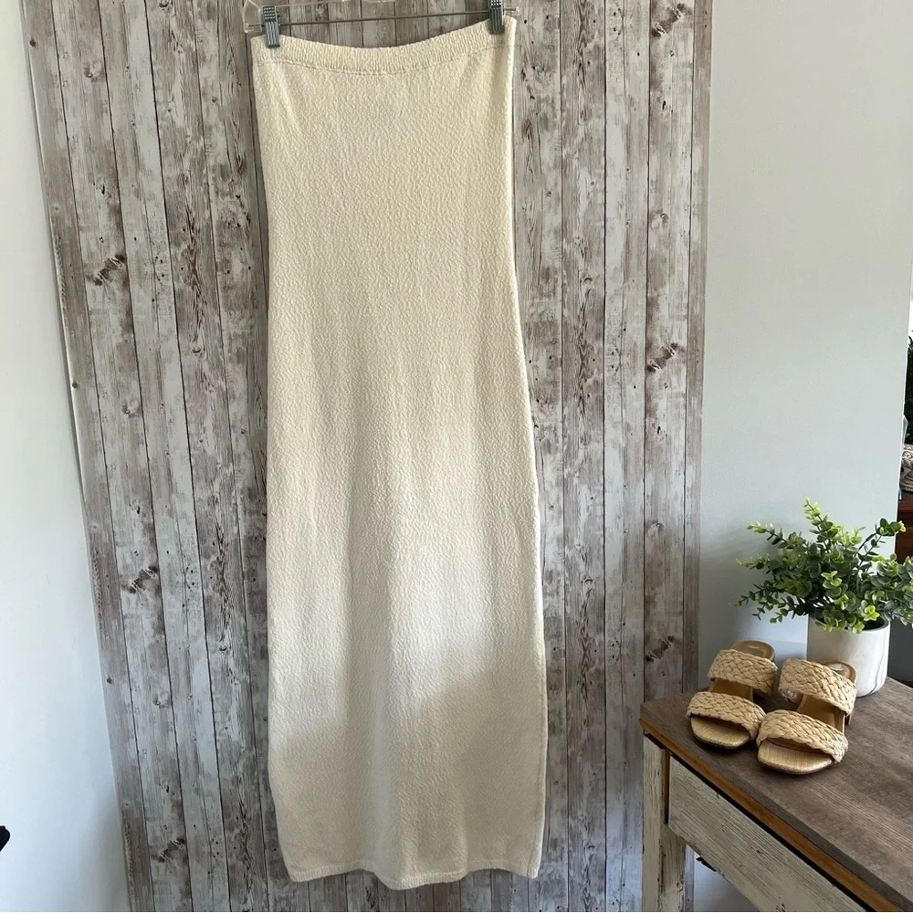 Free People FP Beach Cream Textured Maxi Tube Dress Resort Medium - Picture 1 of 4